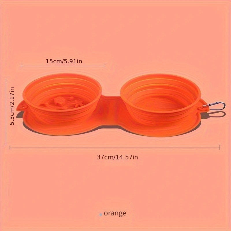 Conjunto de tigelas dobráveis de silicone para cães e gatos com tapete à prova de derramamento