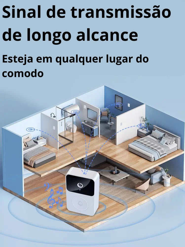 Campainha Inteligente com Câmera e App Sem Fio Wi-Fi HD Smart Home  Recarregável