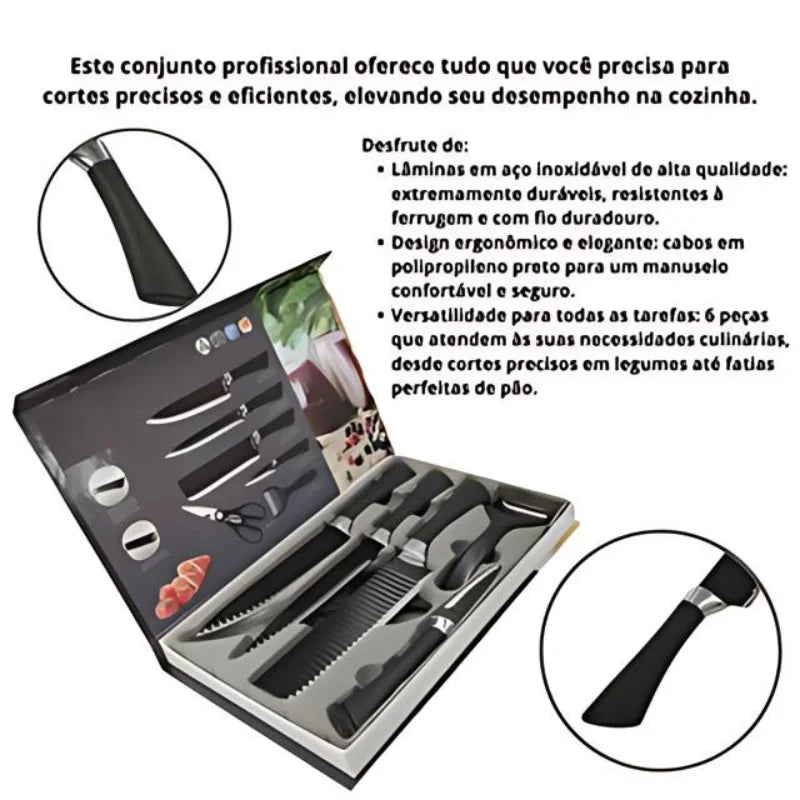 Kit Cozinha - Facas, Tesoura e Descascador Profissional