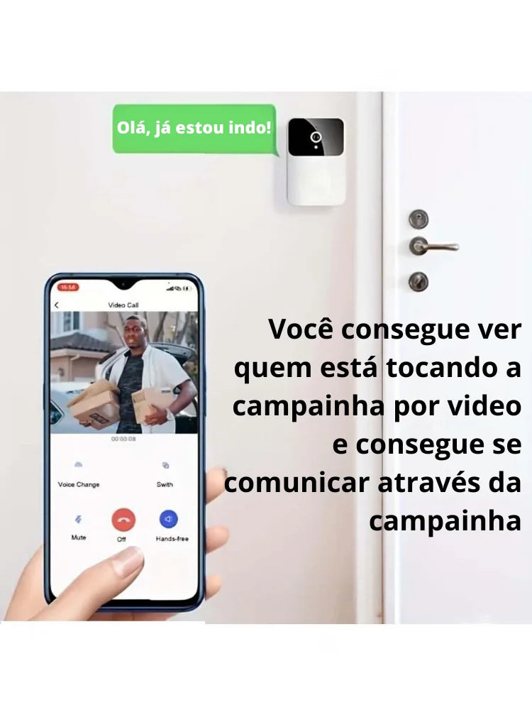 Campainha Inteligente com Câmera e App Sem Fio Wi-Fi HD Smart Home  Recarregável