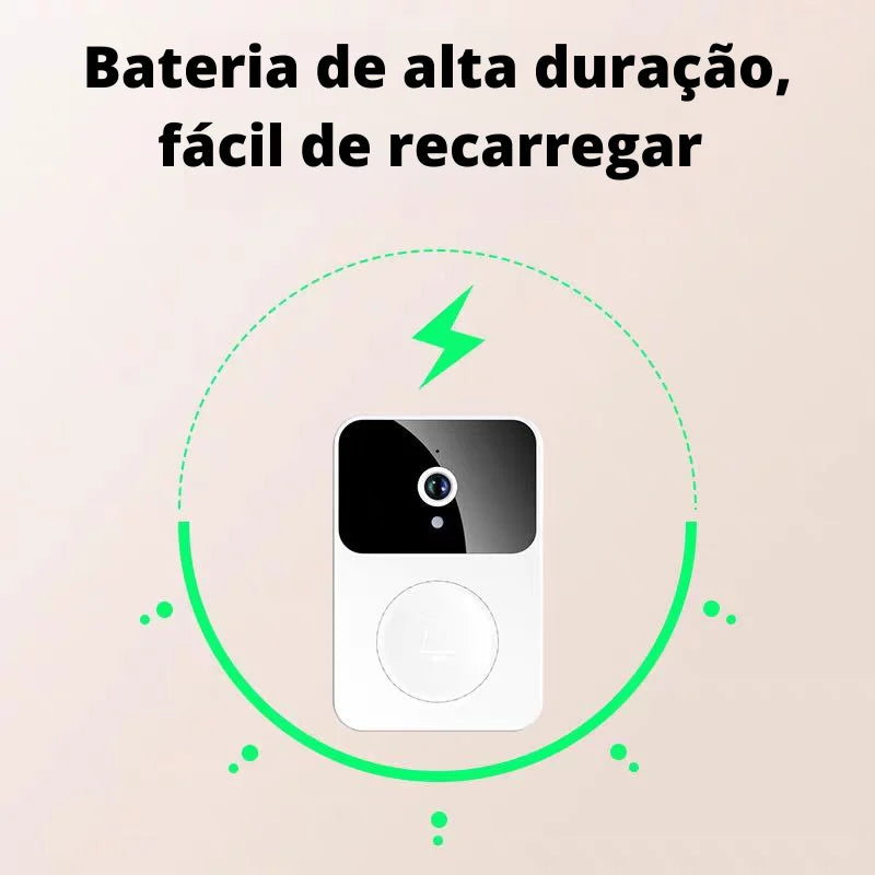 Campainha Inteligente com Câmera e App Sem Fio Wi-Fi HD Smart Home  Recarregável