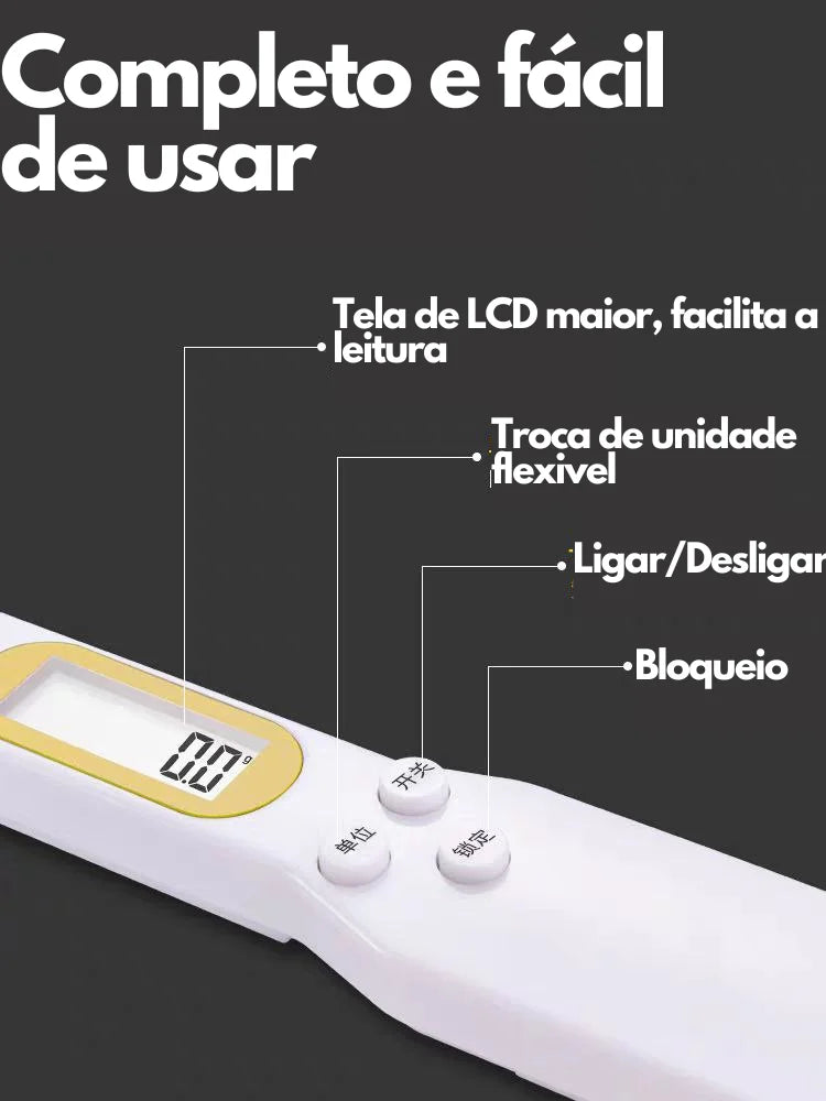 Colher Digital com Balança Pesagem para Alimentos, Remédios para Idosos e Bebes