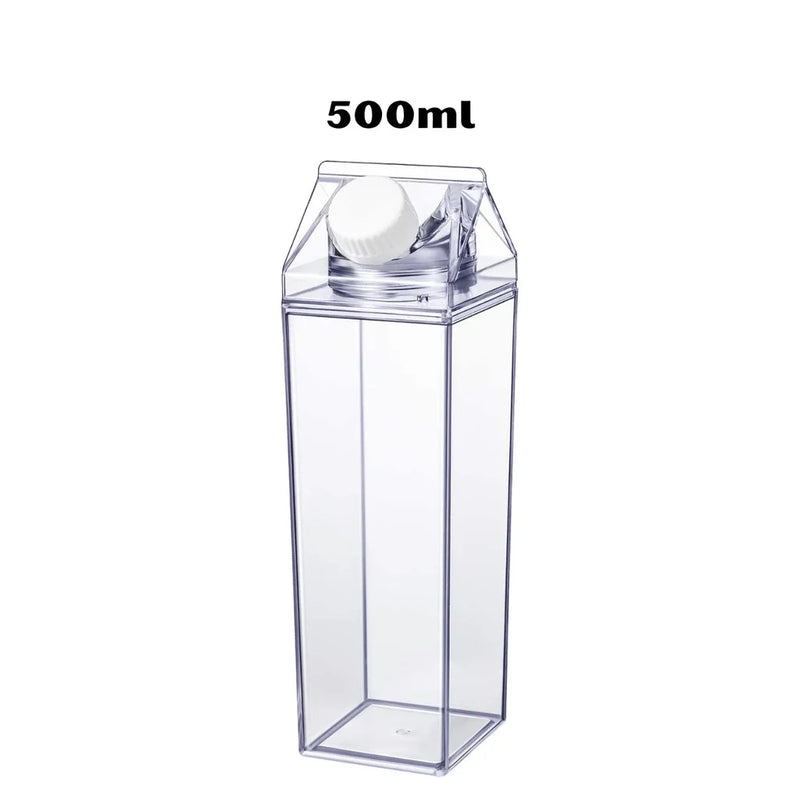 Garrafa de Acrílico Transparente Portátil 500ml - 1000ml para Leite, Suco e Bebidas