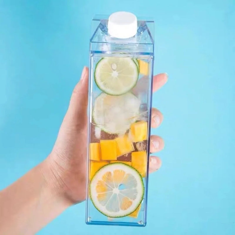 Garrafa de Acrílico Transparente Portátil 500ml - 1000ml para Leite, Suco e Bebidas