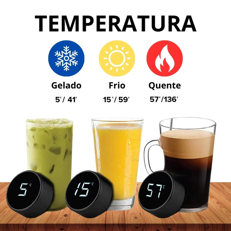 Garrafa Térmica à Vácuo 500ml Com Medidor De Temperatura Digital Display